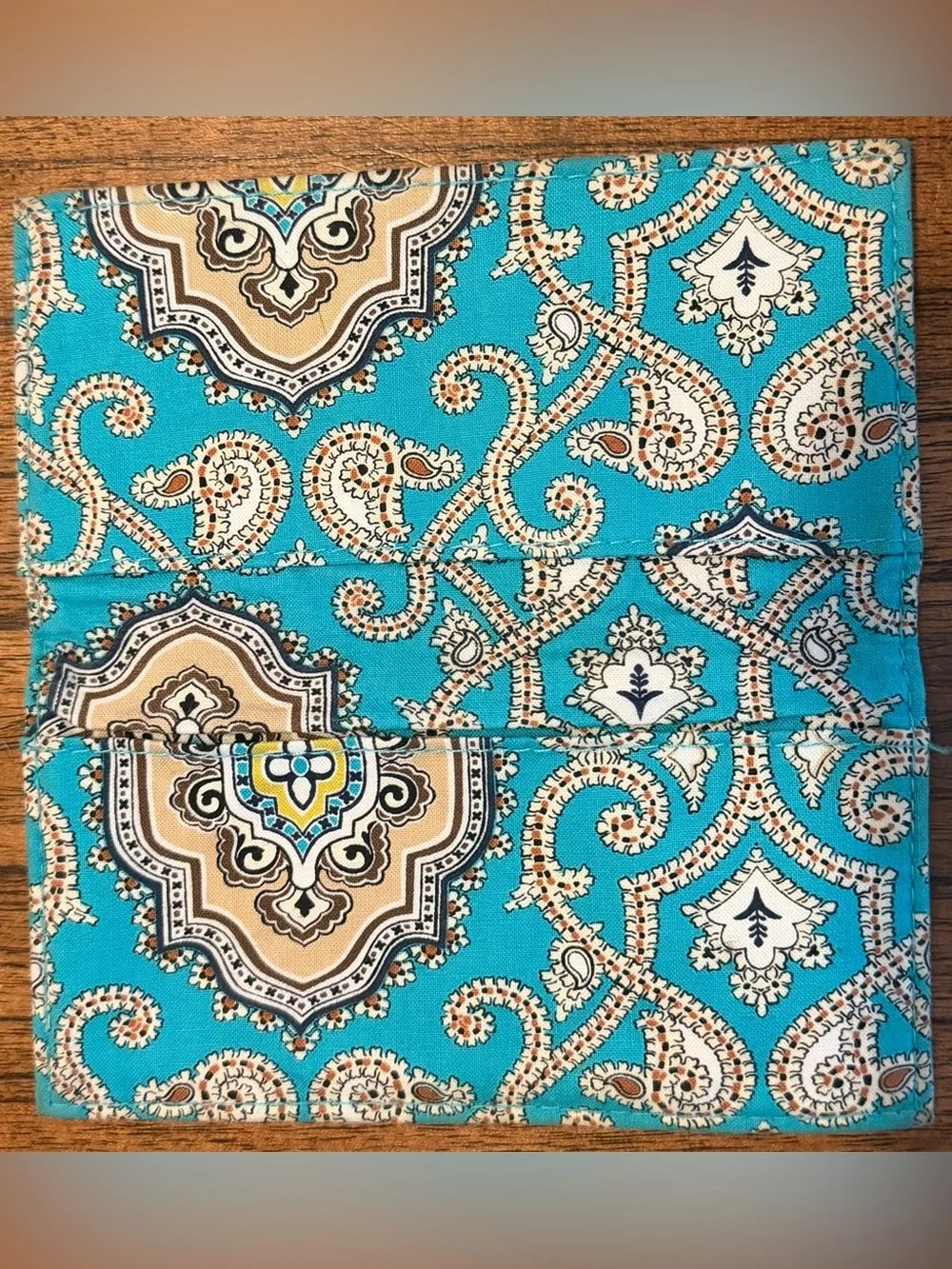Vera Bradley Totally Turq Retired Turquoise Paisley Quilted Wallet
